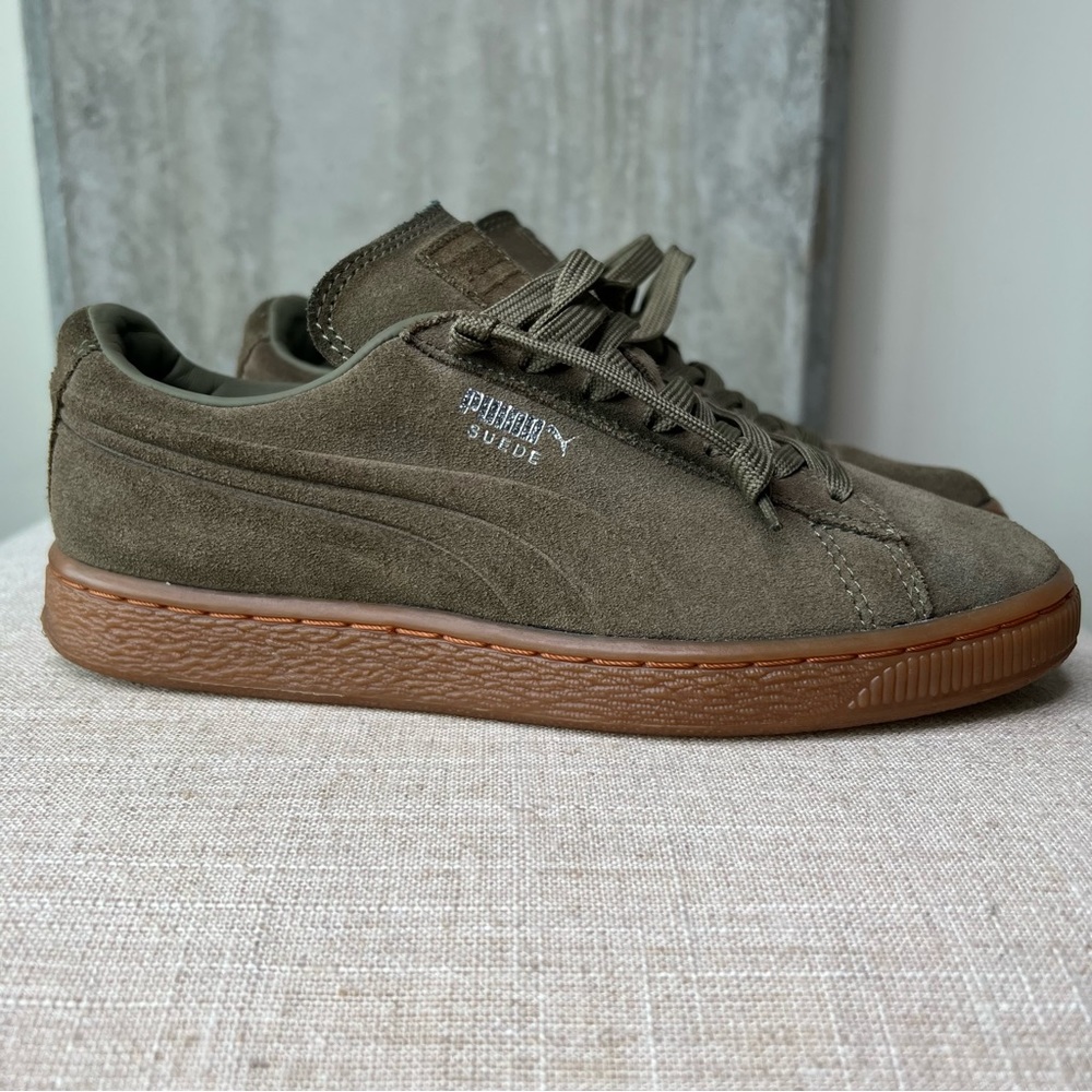 PUMA - Green Suede Shoes - Kids Youth 5